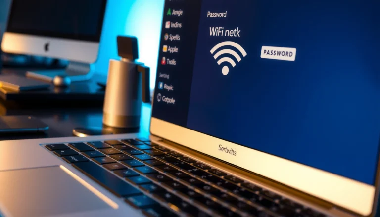 A computer screen displaying how to find the WiFi password on your device.