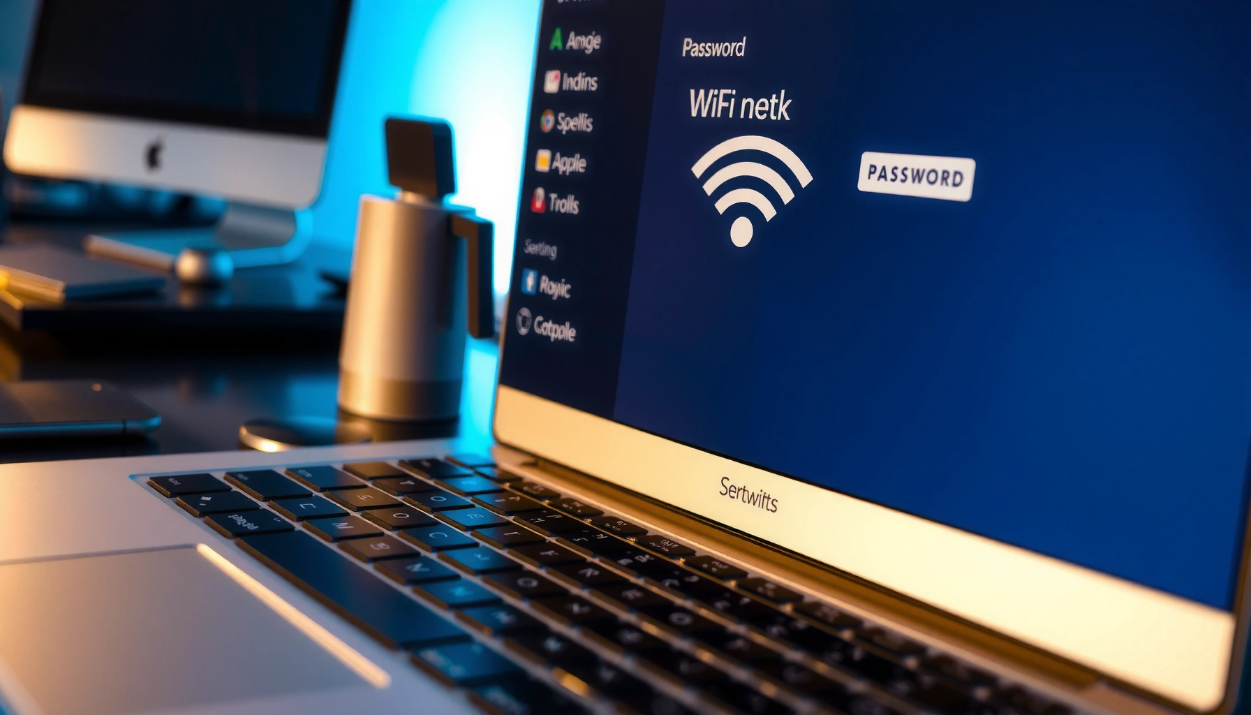 A computer screen displaying how to find the WiFi password on your device.