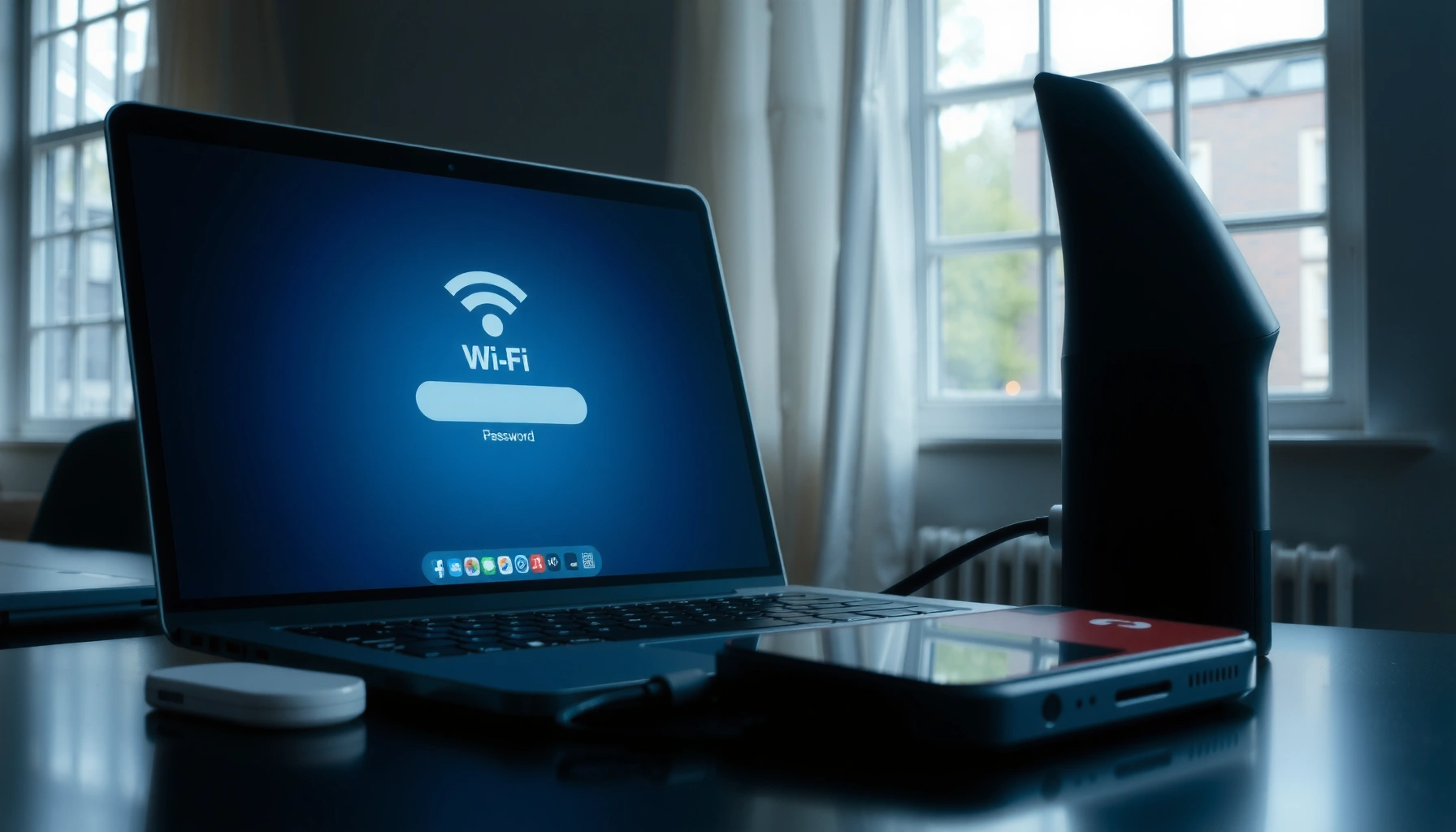 A person accessing WiFi settings on a computer to find the WiFi password.