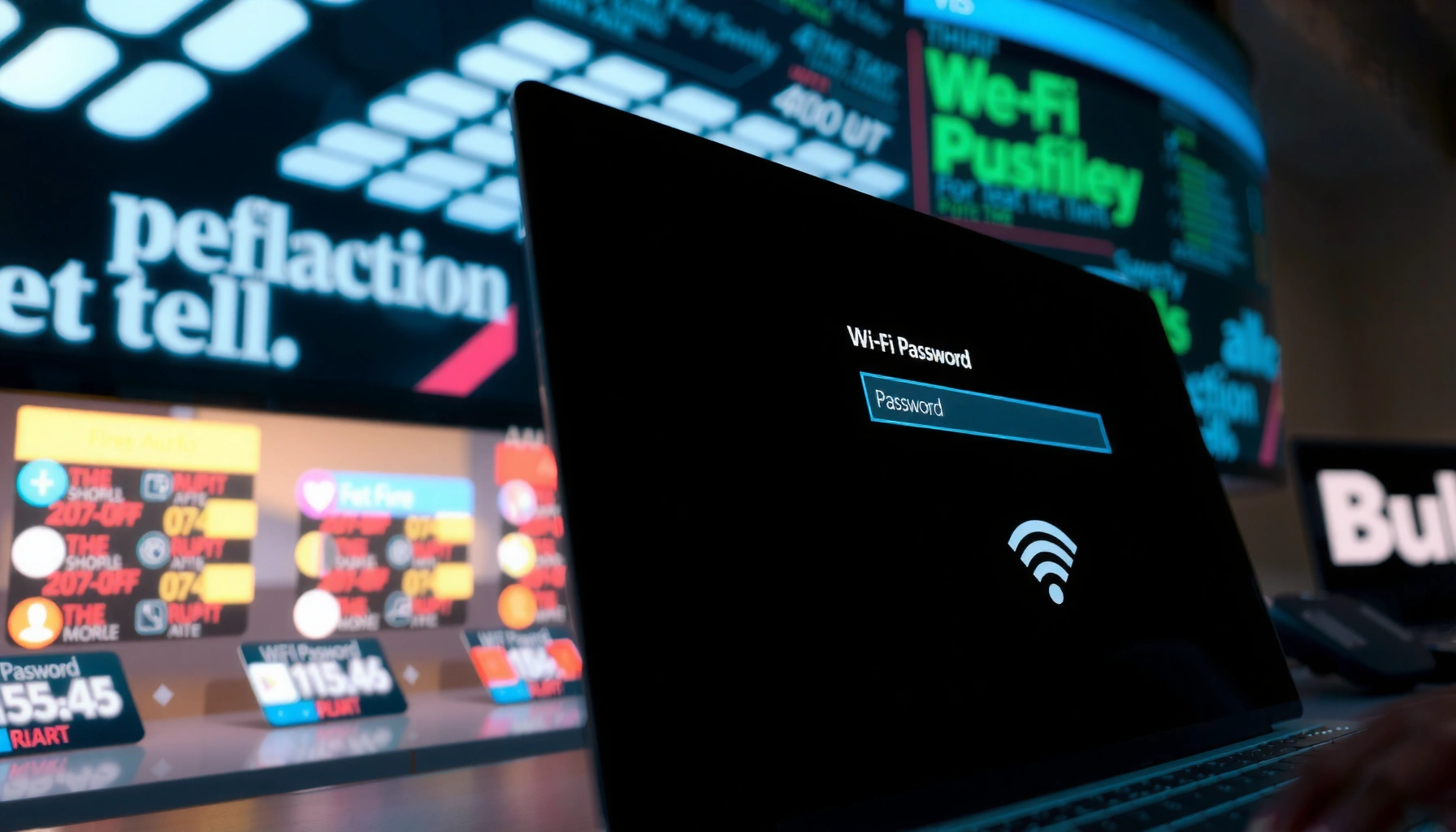 A person accessing their computer to find the WiFi password for their network.