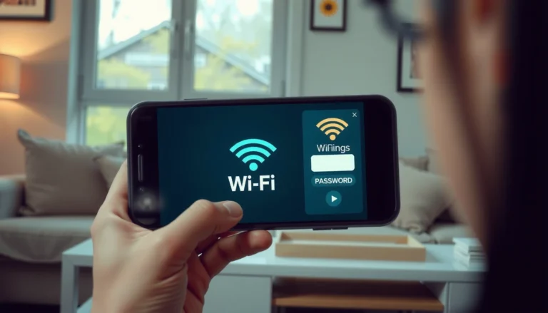 Person accessing WiFi password on smartphone with easy steps to follow
