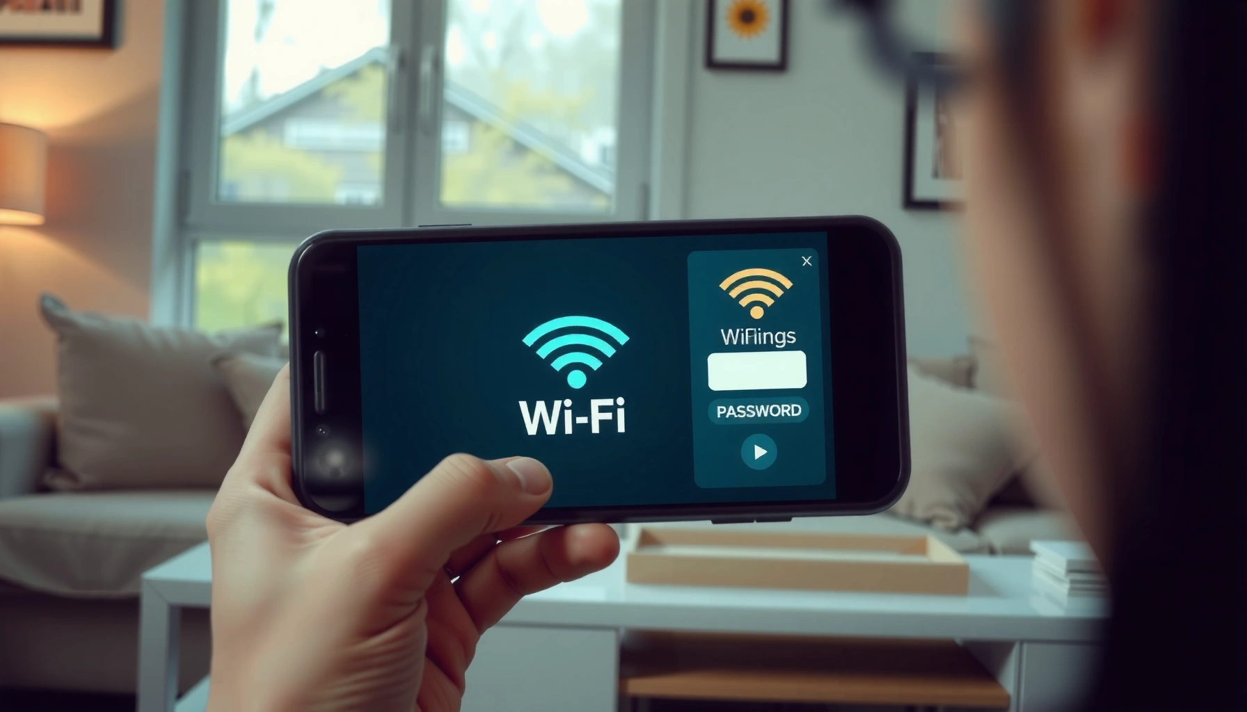 Person accessing WiFi password on smartphone with easy steps to follow