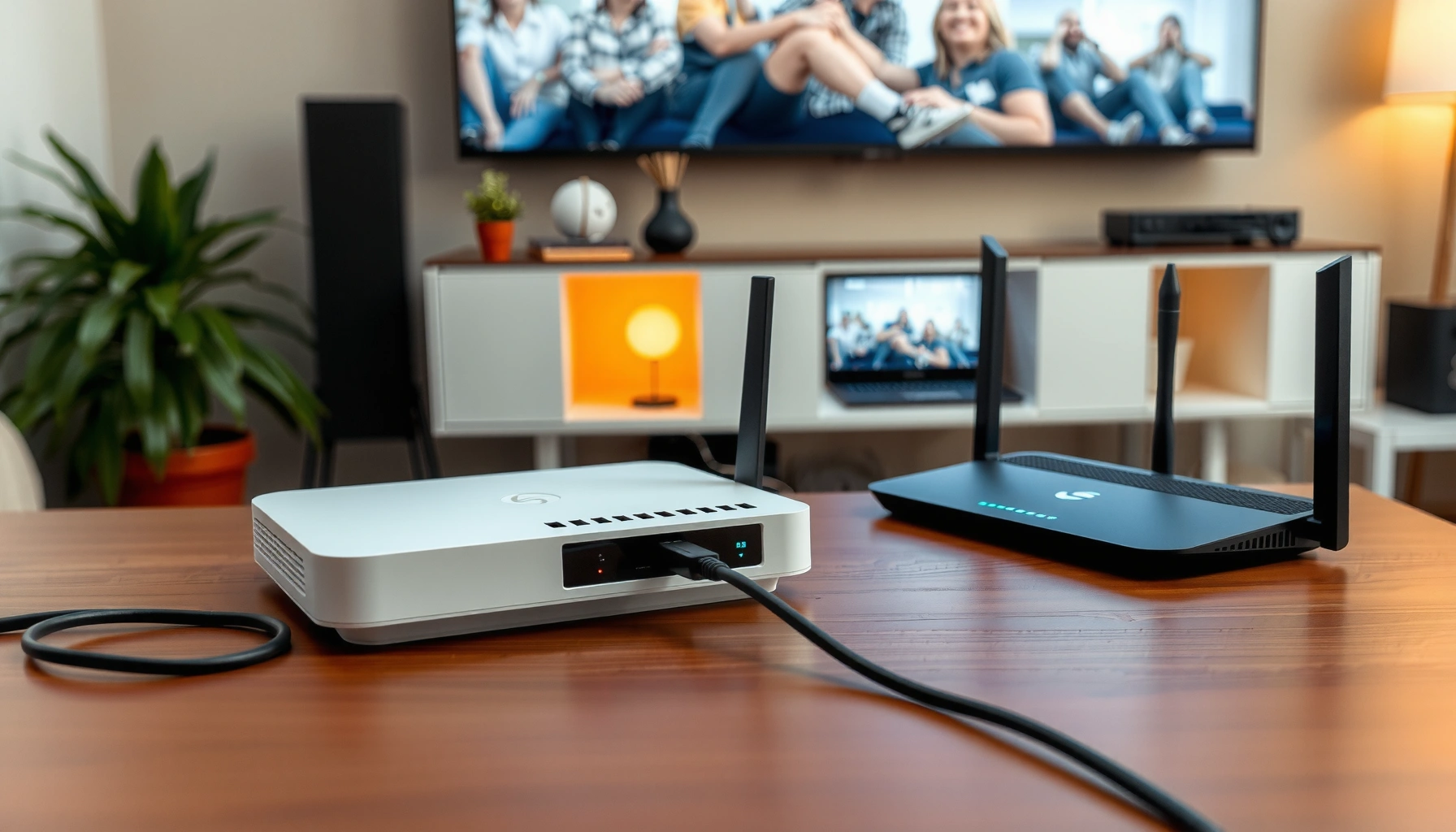 Illustration showing the difference between a router and modem for internet connectivity.