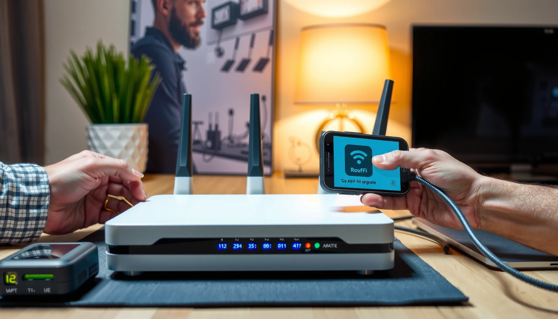 Step-by-step setup guide for upgrading a router with clear instructions and visuals.