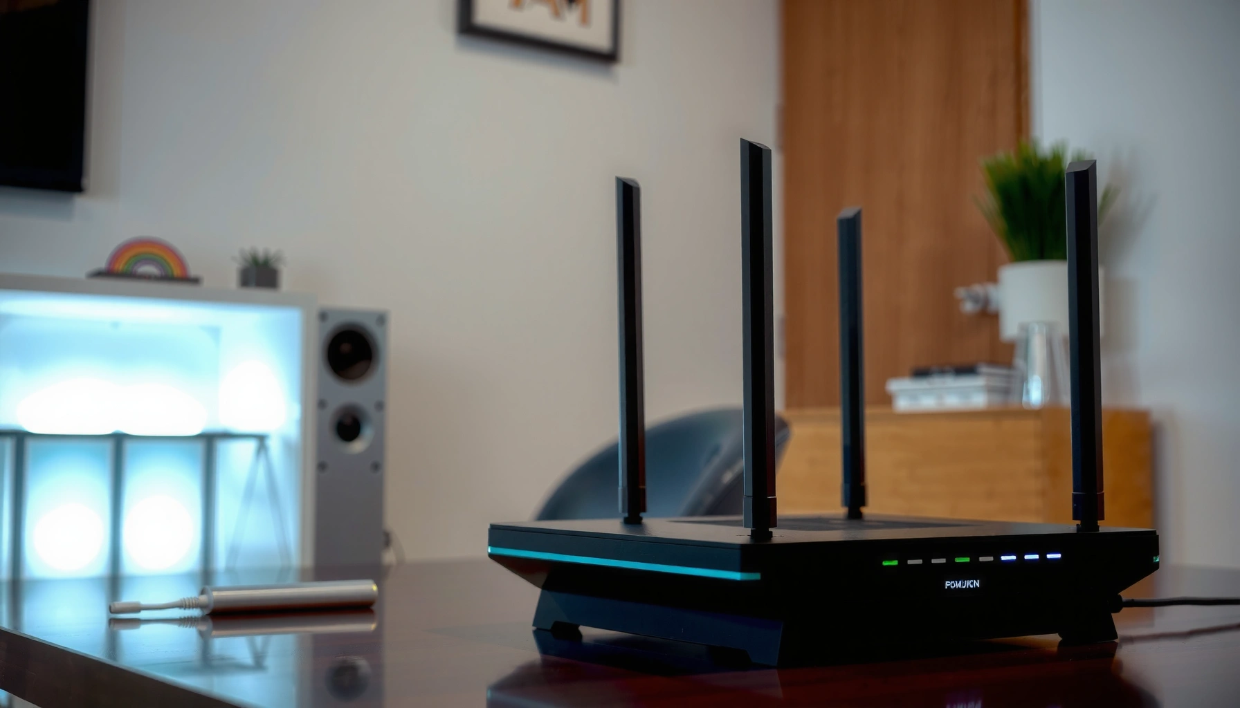 Illustration showing the difference between a router and a modem in a home network setup.