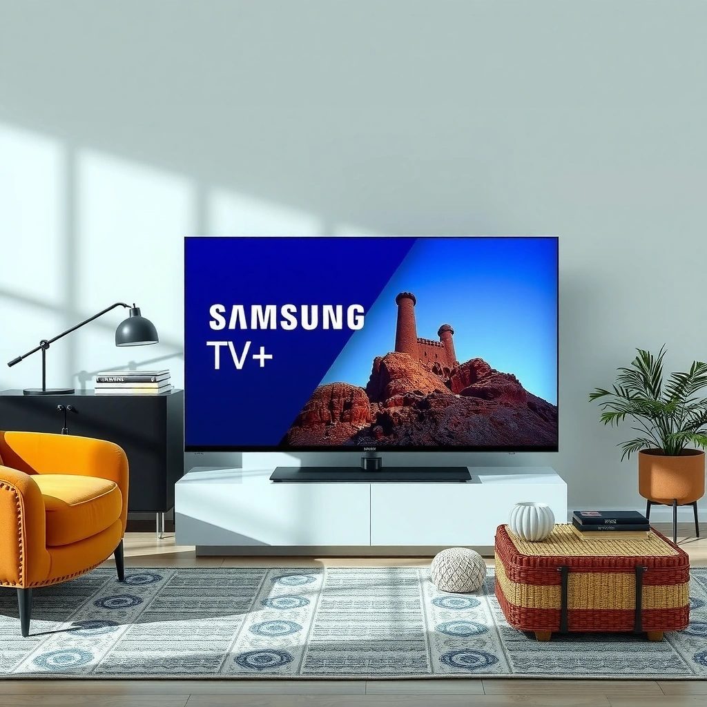 A person checking Samsung Smart TV compatibility for Samsung TV Plus download.
