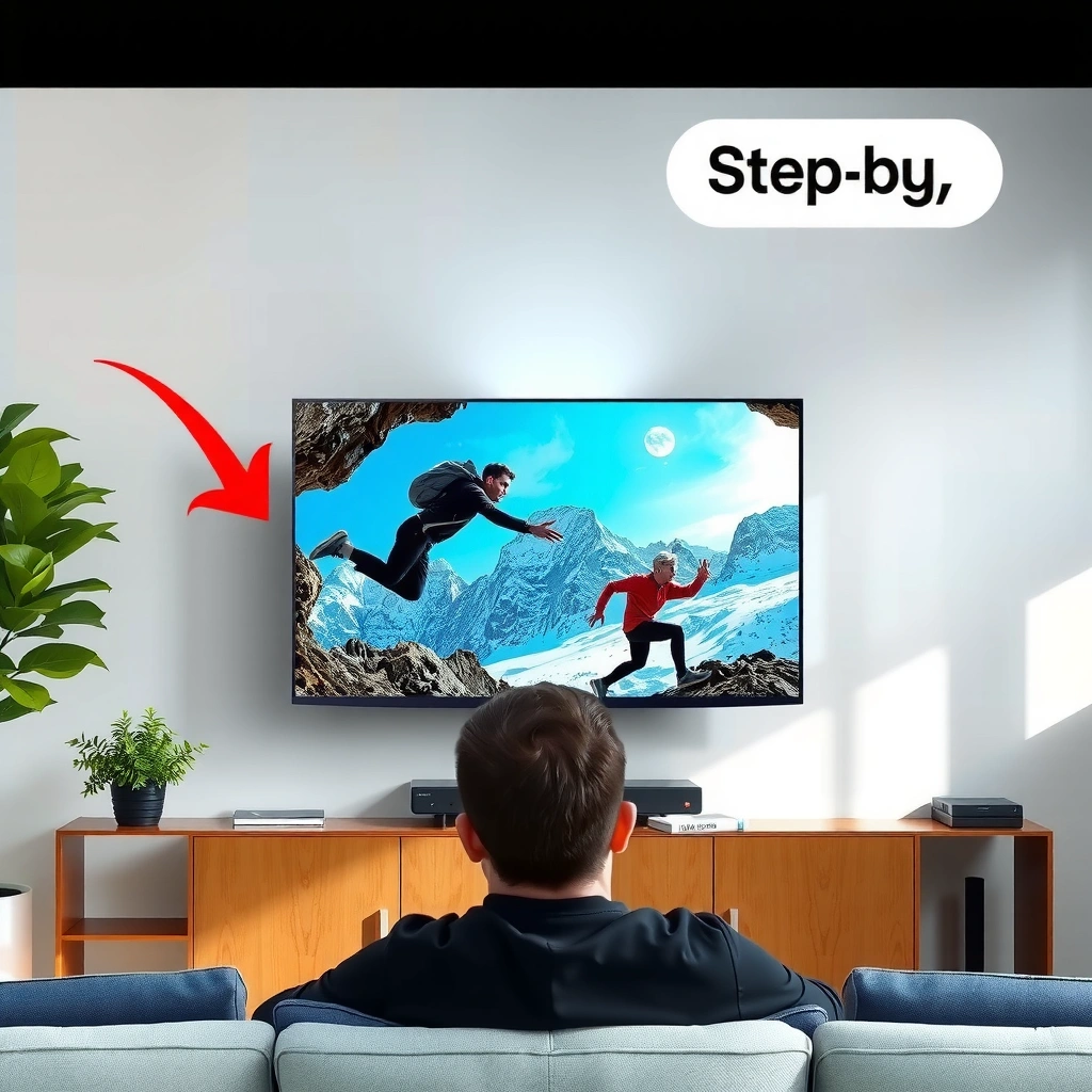 User checking settings on a Samsung Smart TV for screen mirroring setup