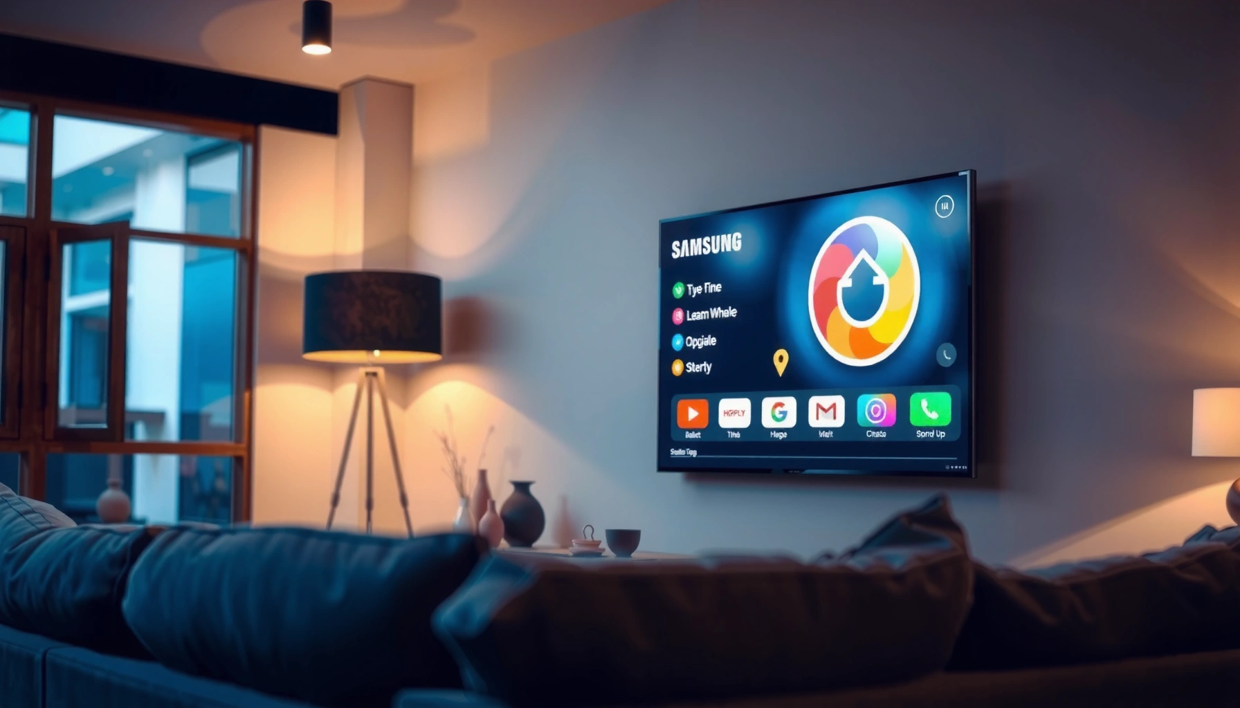A Samsung TV displaying smart features with apps and settings, illustrating if it's a smart TV.