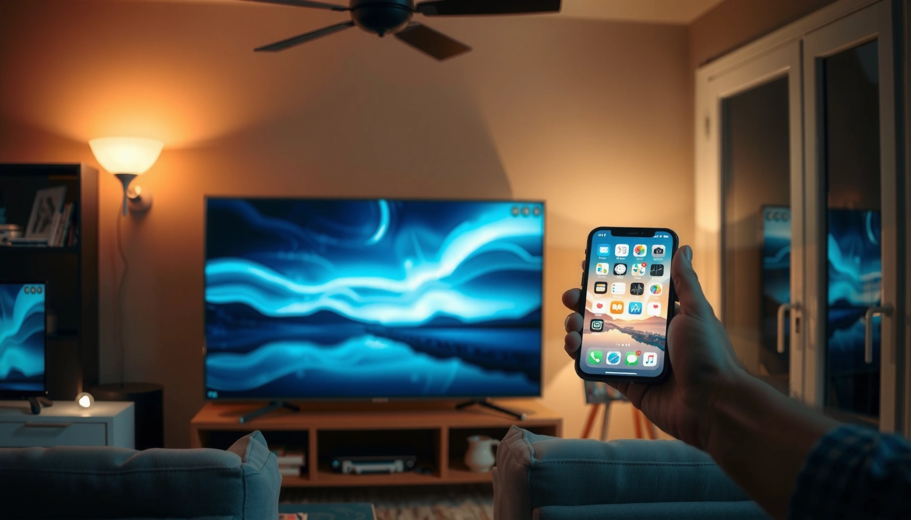 A guide to screen mirroring an iPhone to a Smart TV, showcasing the step-by-step process.