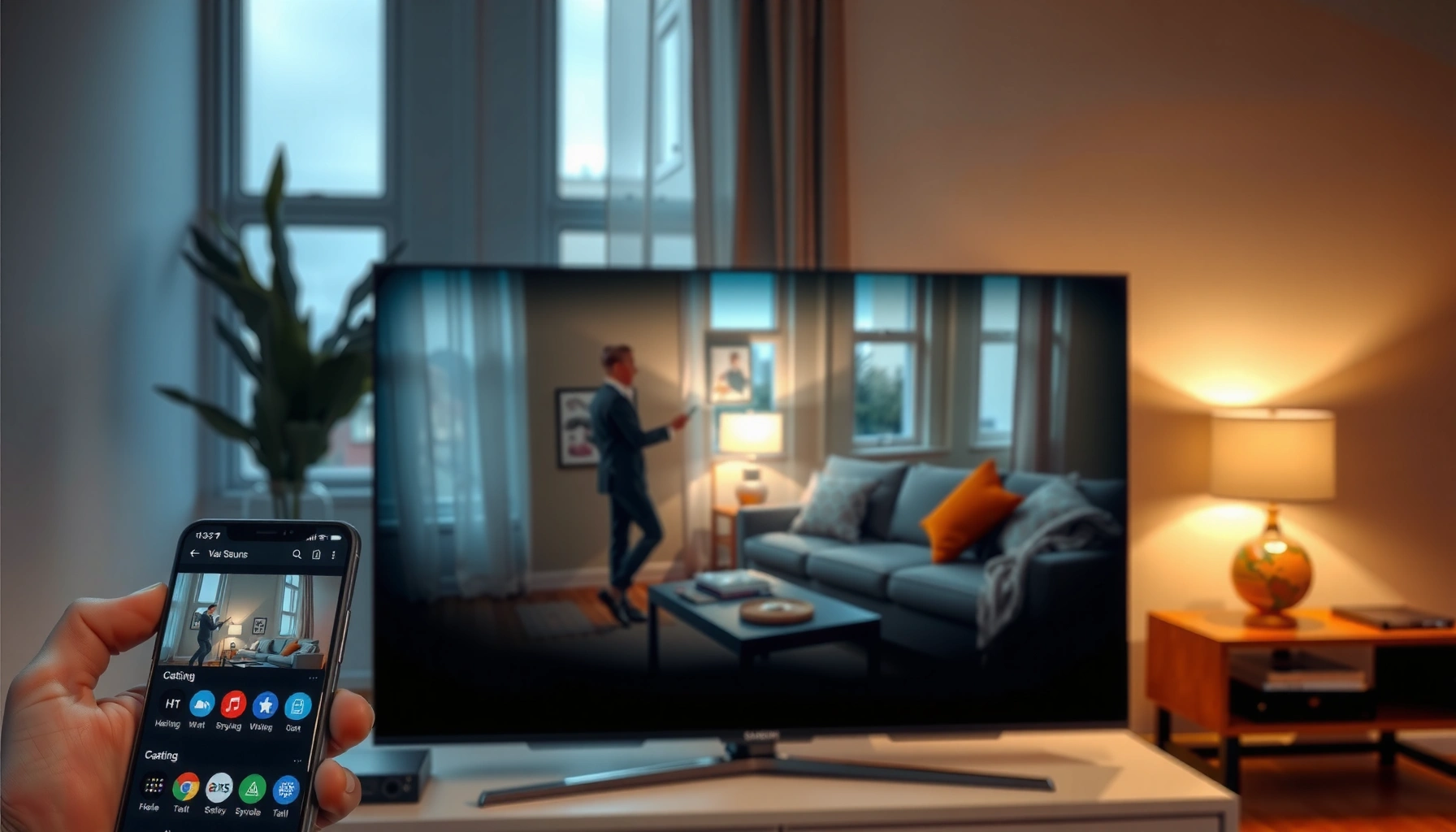 Samsung Smart TV screen mirroring without WiFi demonstration