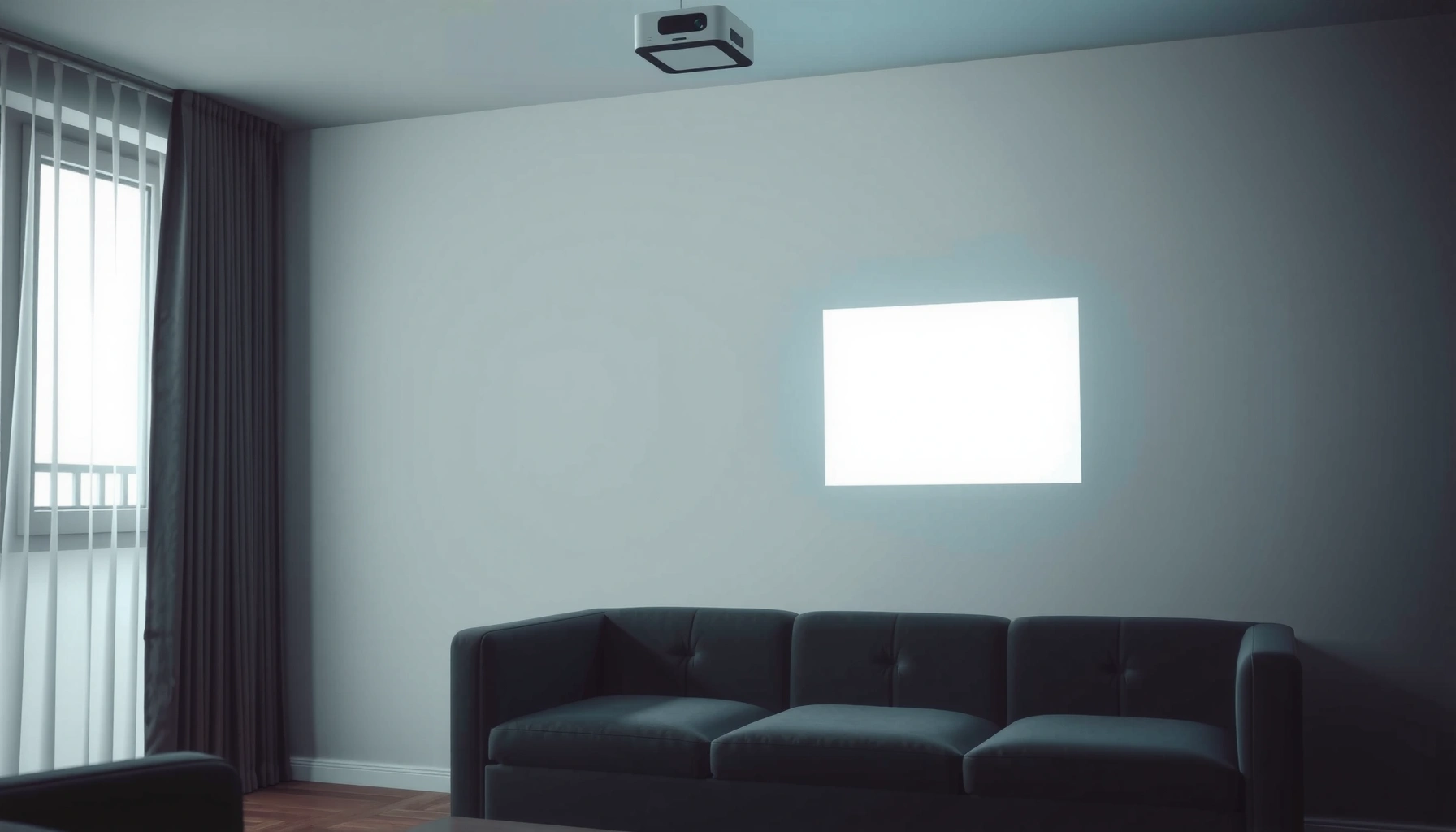 Illustration showing how a short throw projector works in a simple way.
