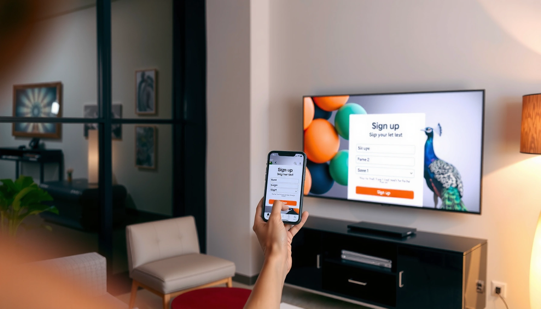 Step-by-step guide on how to sign up for Peacock streaming service on a Smart TV.