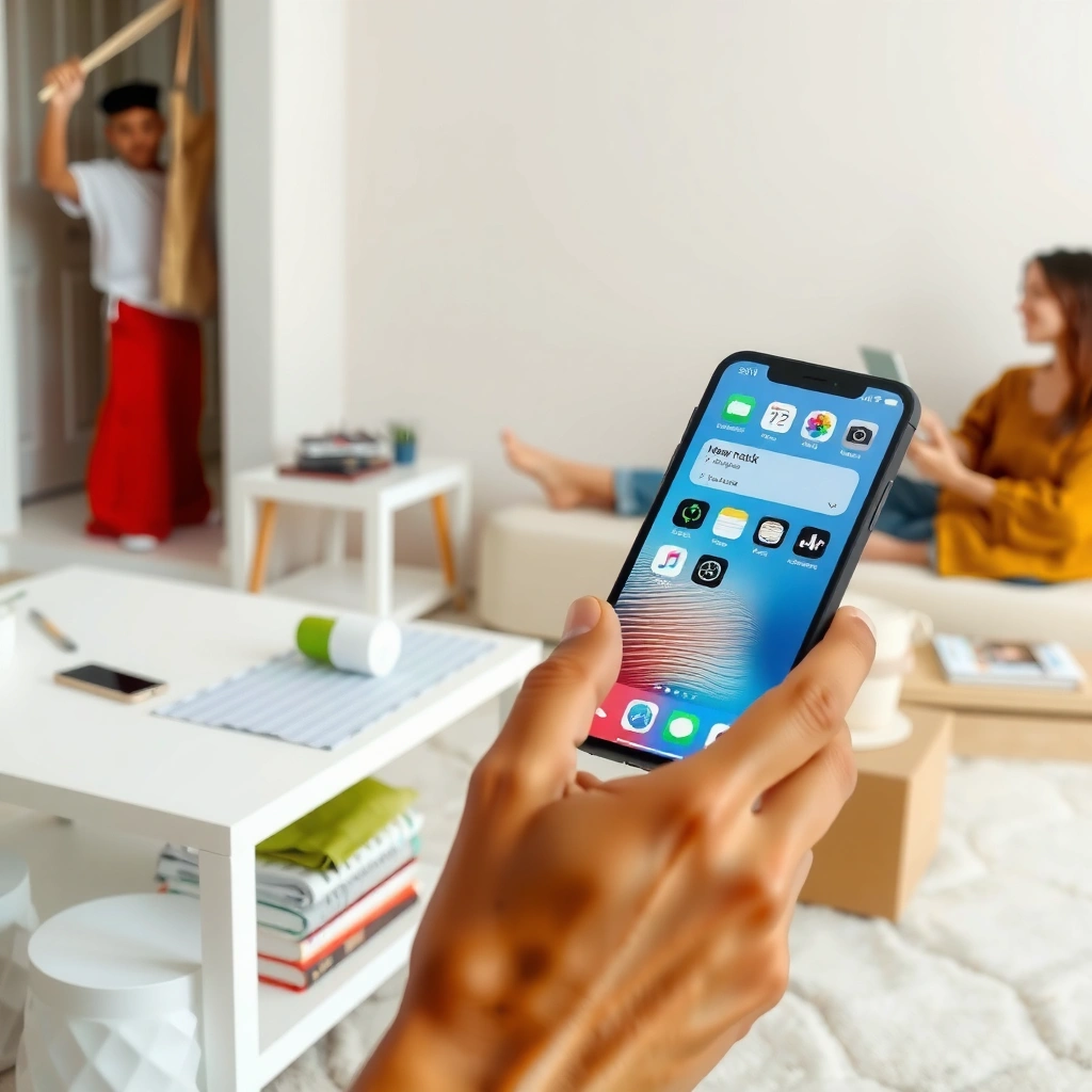 A person checking if their smart TV supports AirPlay for iPhone connection.