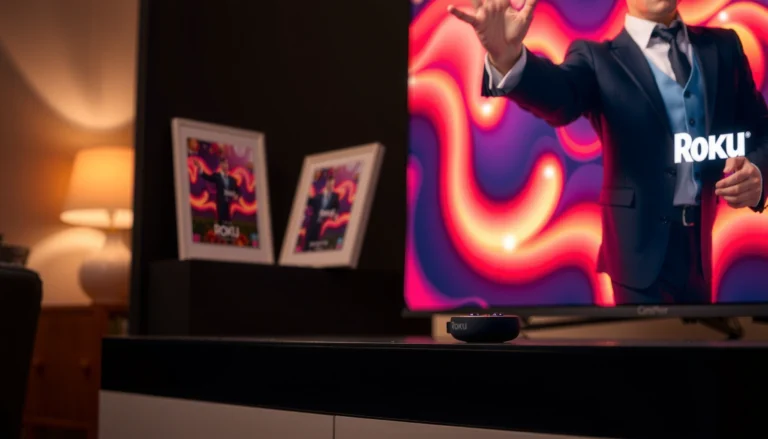 A Roku device connected to a TV, illustrating the compatibility with smart TVs.