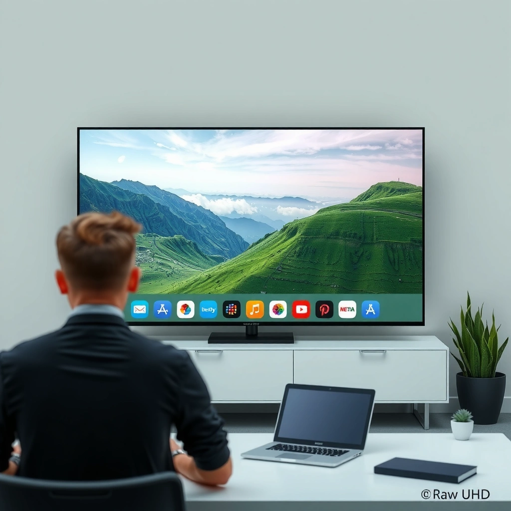 User checking the app store on a smart TV for available applications.