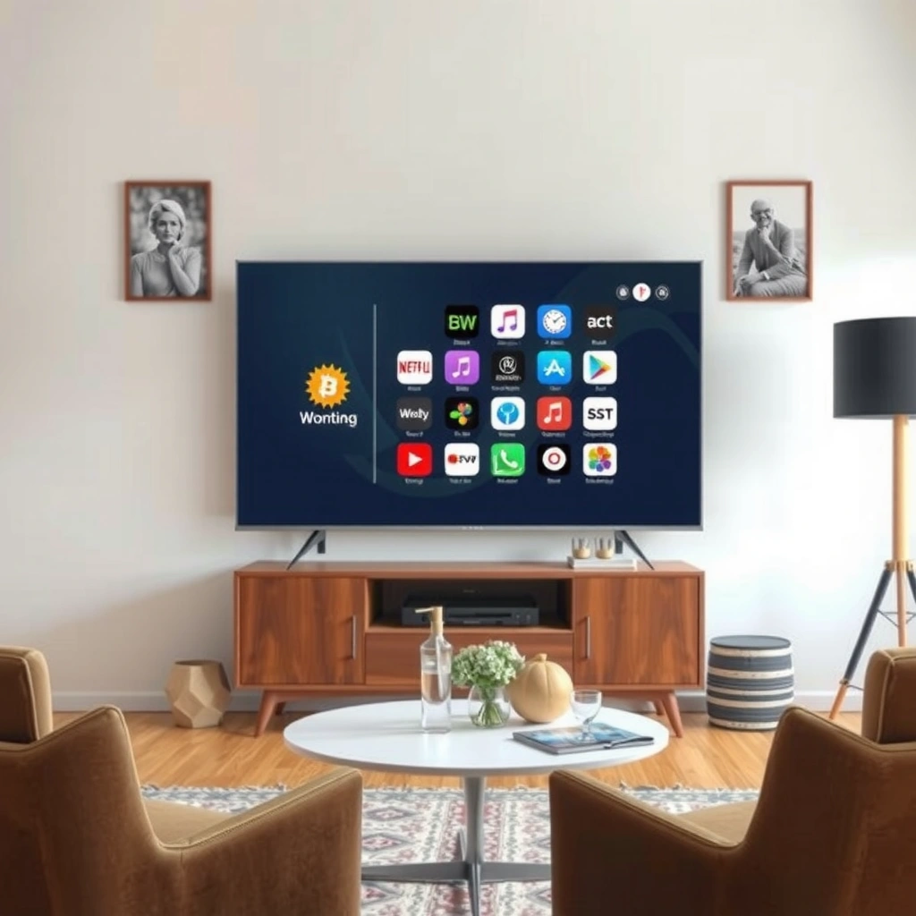User checking the app store on a smart TV for available downloads