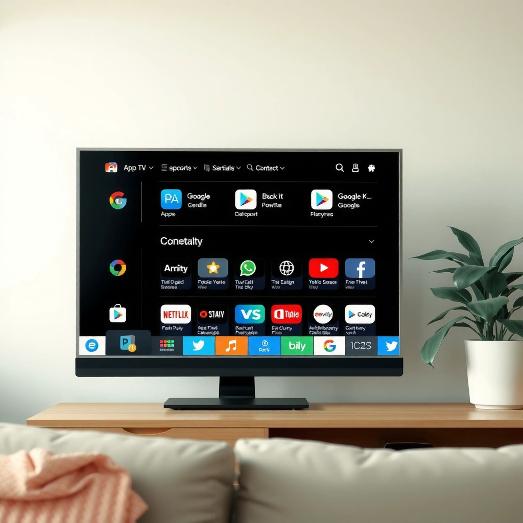 A person checking the app store on a smart TV to download applications.