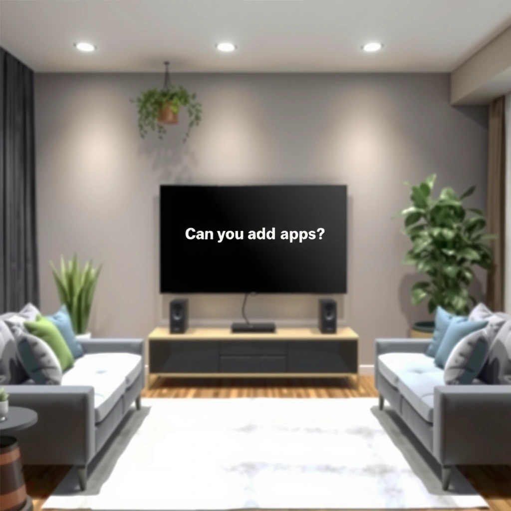 A user checking the app store options on a Smart TV, exploring available apps to install.