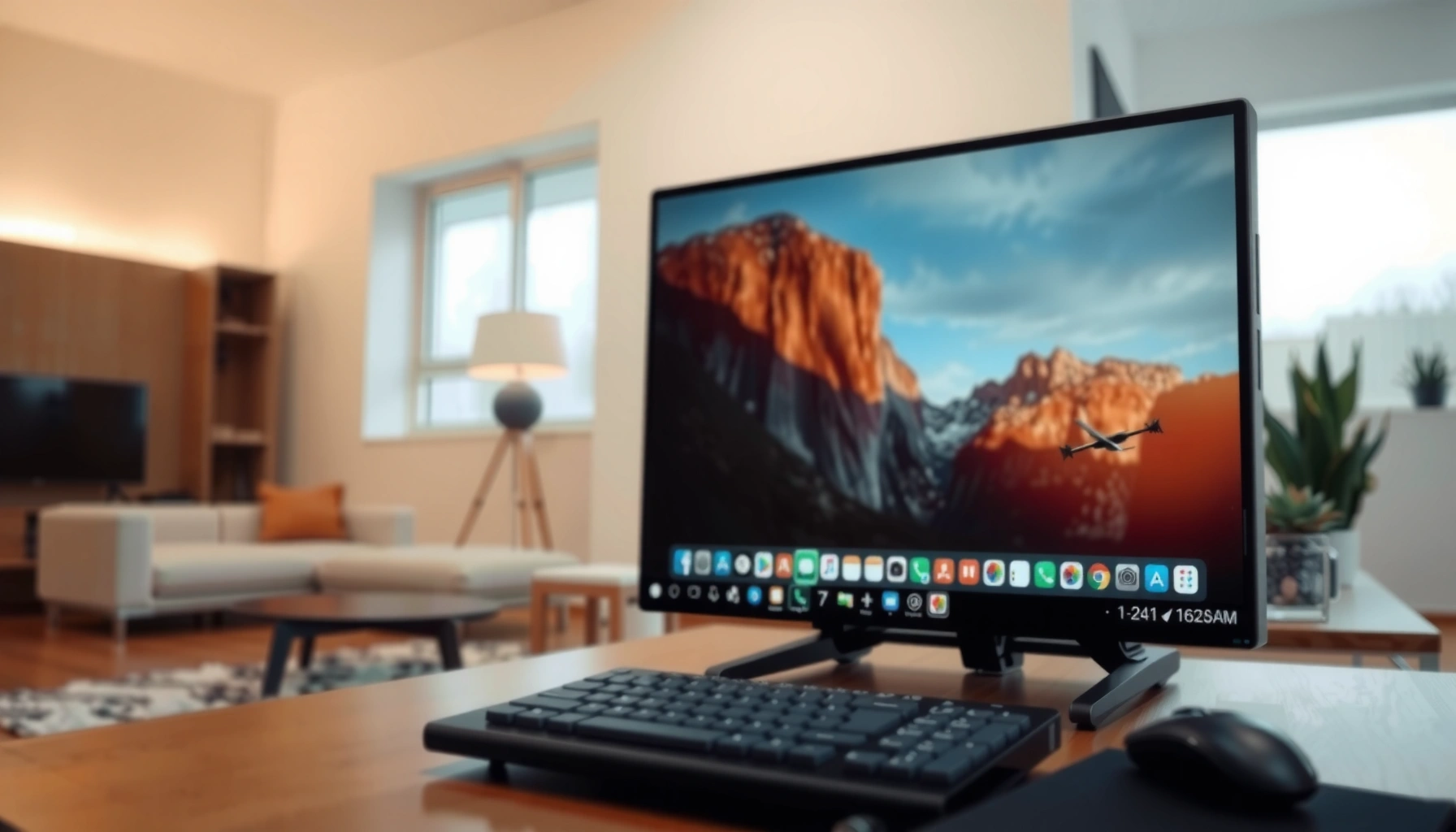A smart TV displaying a computer desktop, illustrating how to use a smart TV as a monitor.