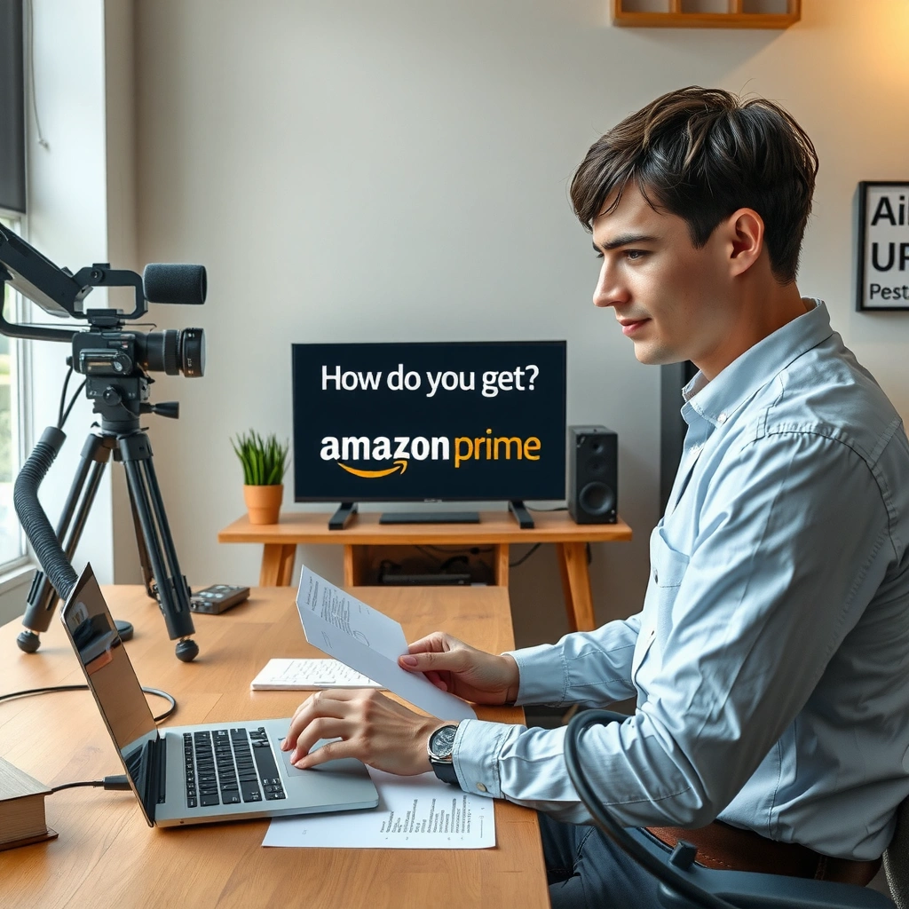 A person checking if their Smart TV is compatible with Amazon Prime streaming services.