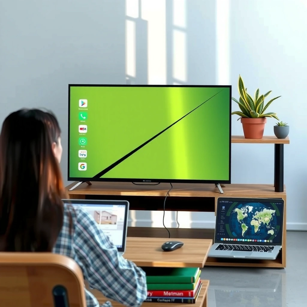 Image showing various connection options for a Smart TV to access the internet.
