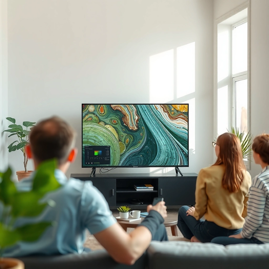 Illustration of smart TV showing internet connectivity options like Wi-Fi and Ethernet.