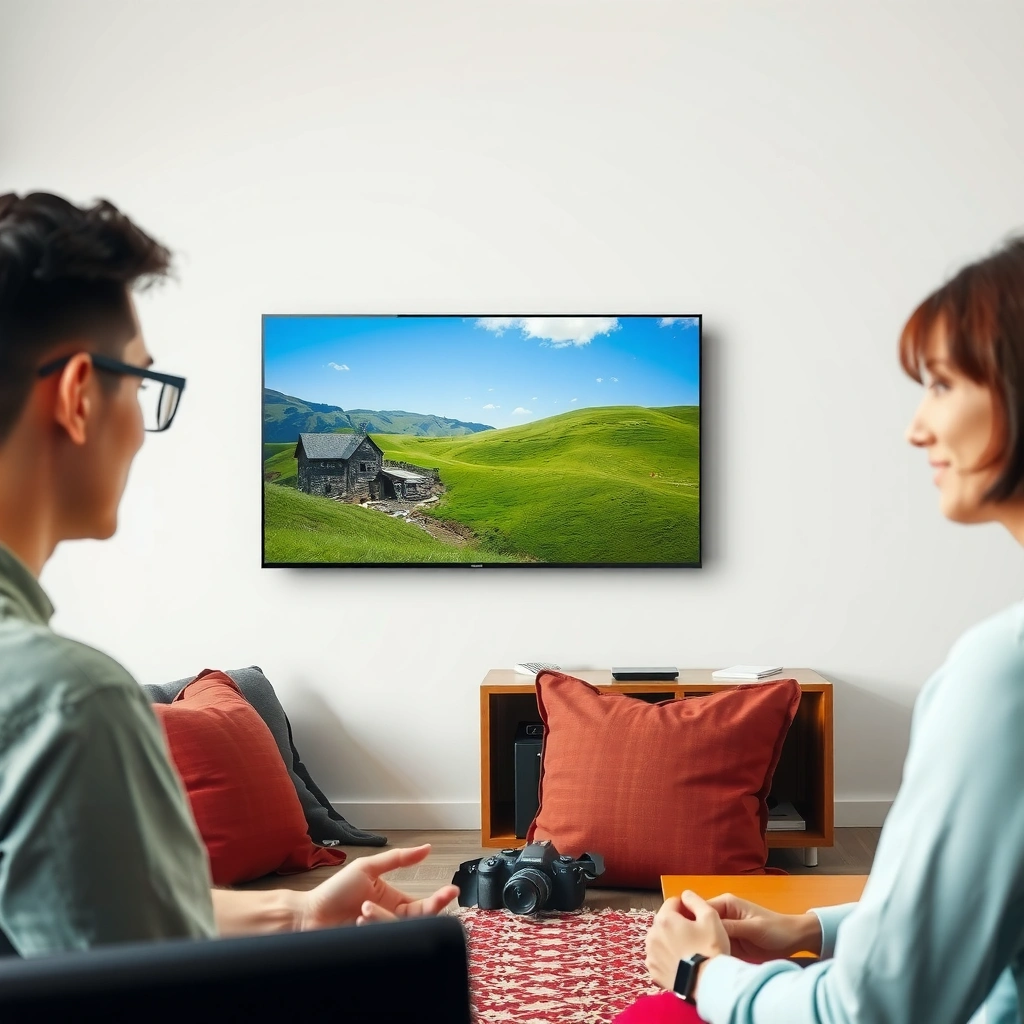 A user checking internet options on a Smart TV for setup.
