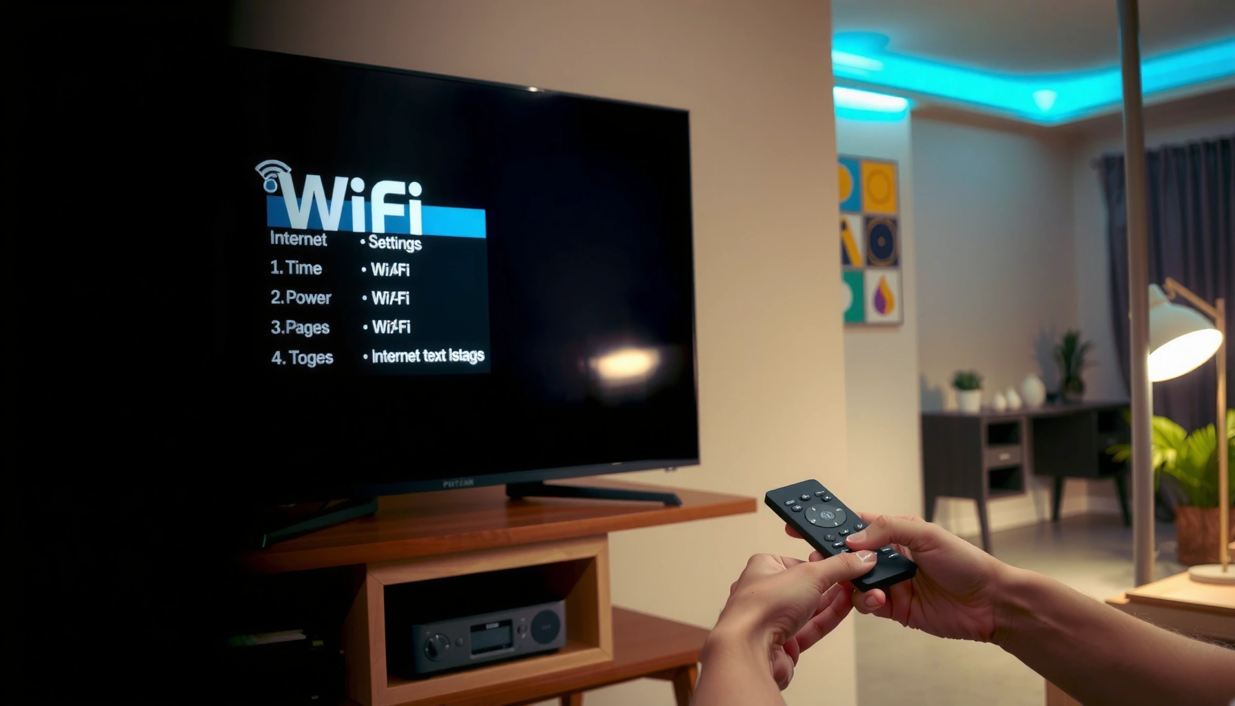 Step-by-step setup for connecting a Smart TV to the internet.