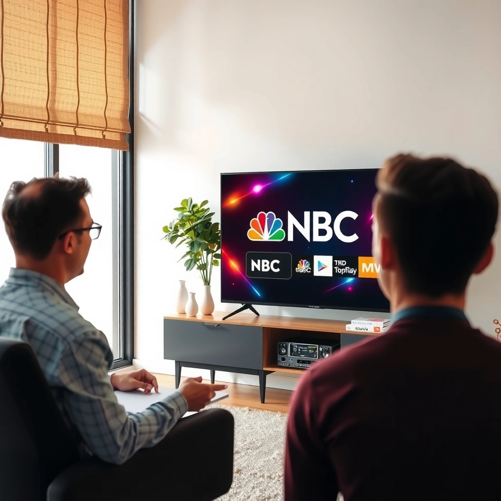 A person checking if their smart TV supports the NBC app for streaming content.