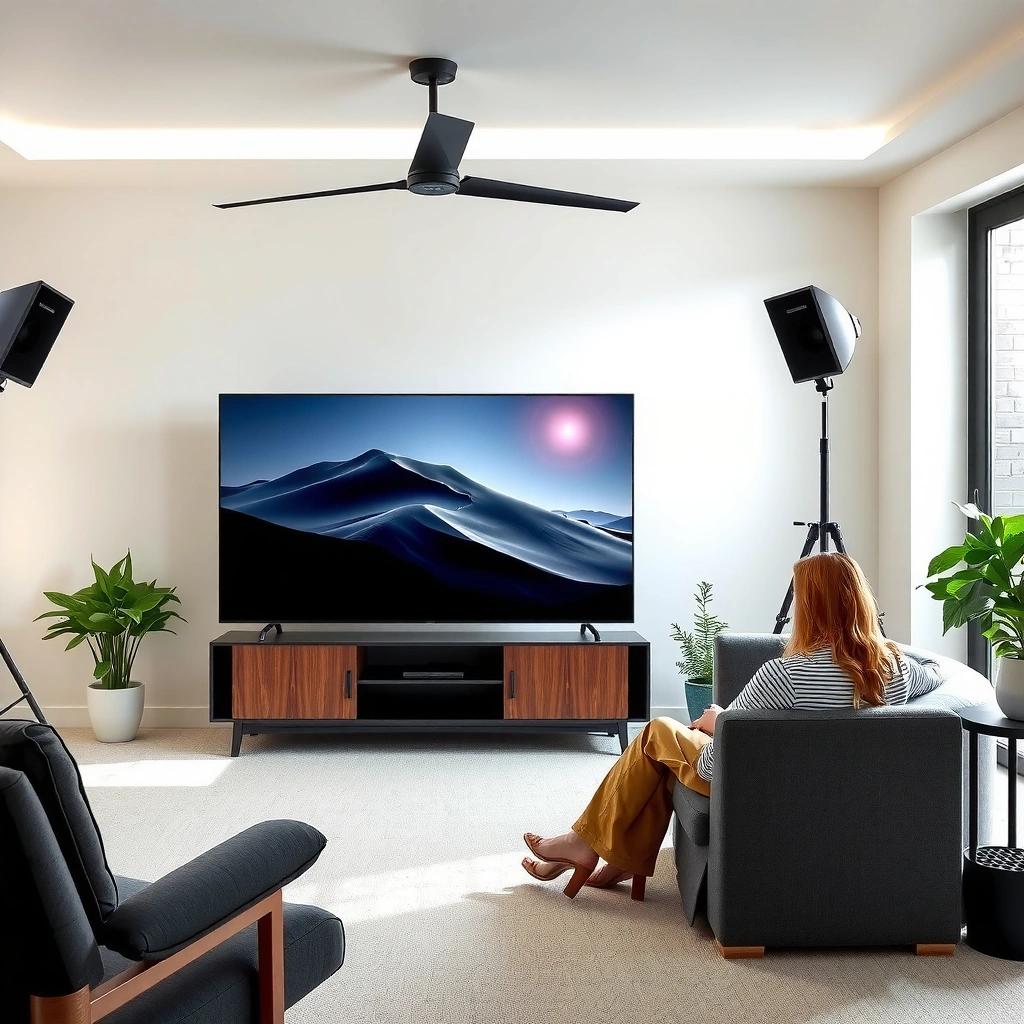 A person checking the network setup on a smart TV for streaming.