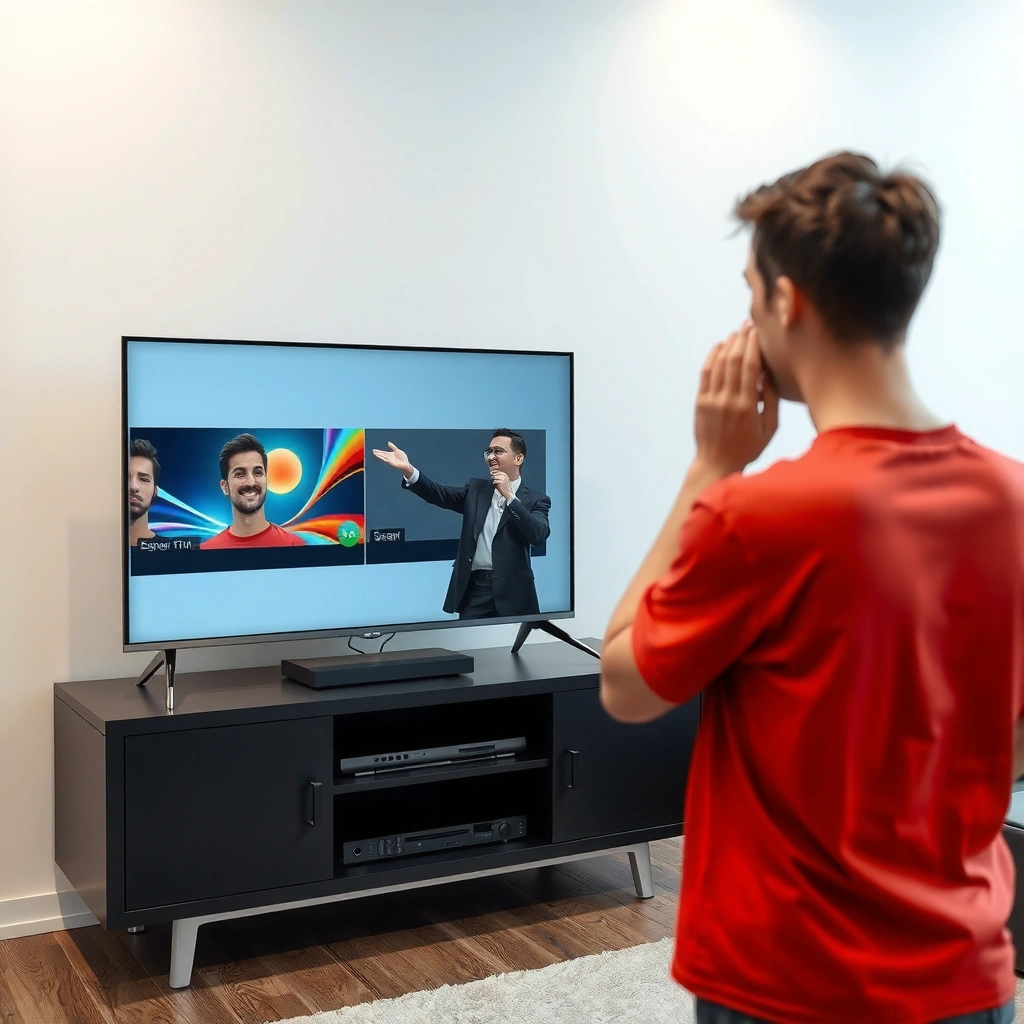A user checking screen mirroring settings on a smart TV for better connectivity.