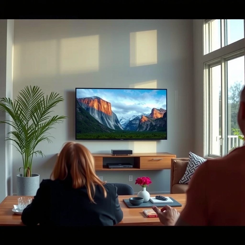 Smart TV displaying various streaming apps available on the screen.