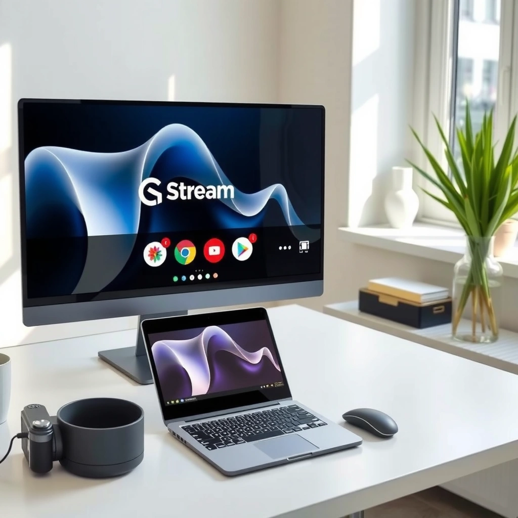 A user checking streaming options on a smart TV to connect with a computer.