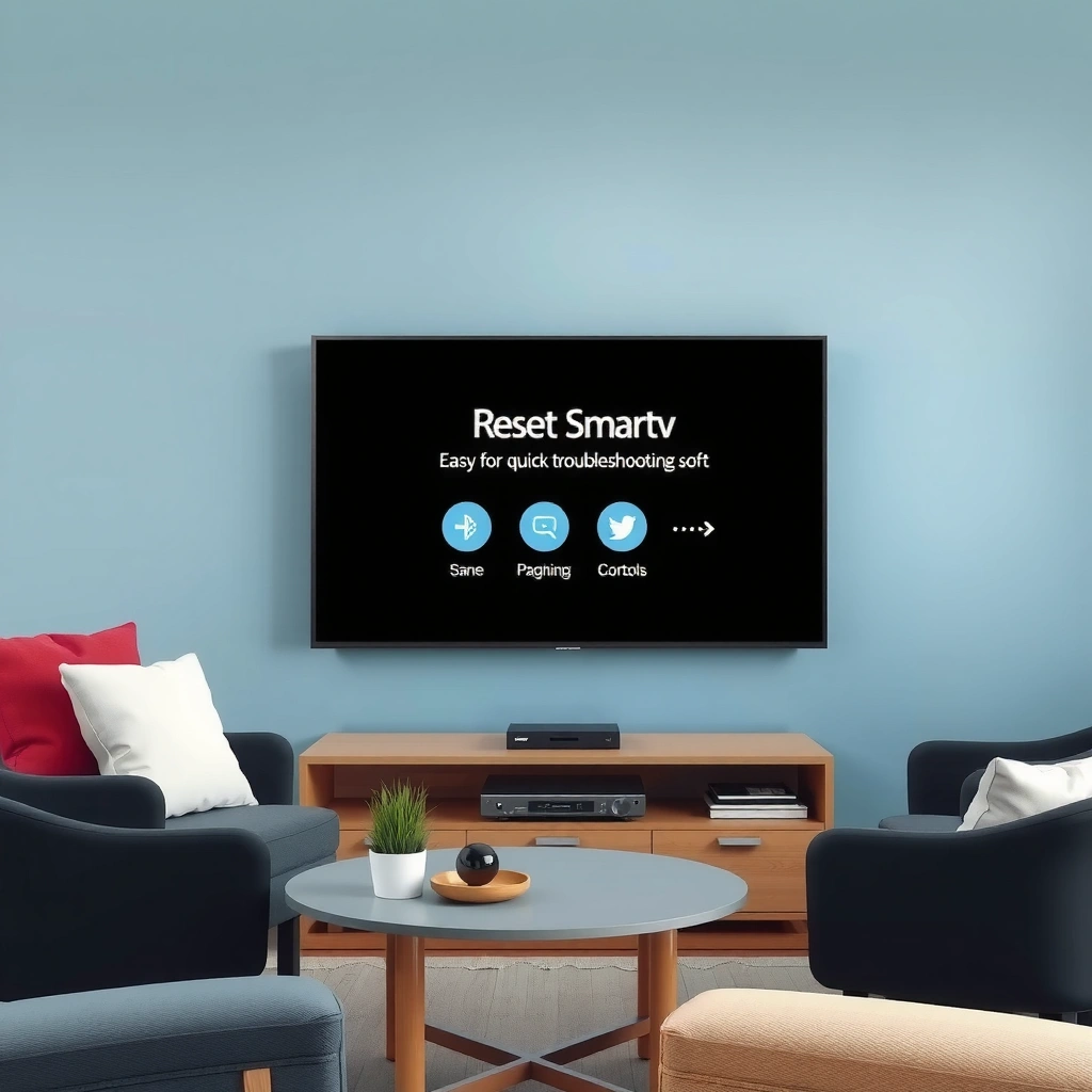 Illustration showing steps to perform a soft reset on a smart TV for troubleshooting.