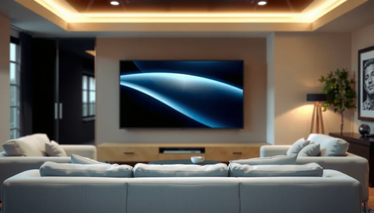 Infographic showing recommended TV sizes for viewing from 10 feet away for optimal experience.