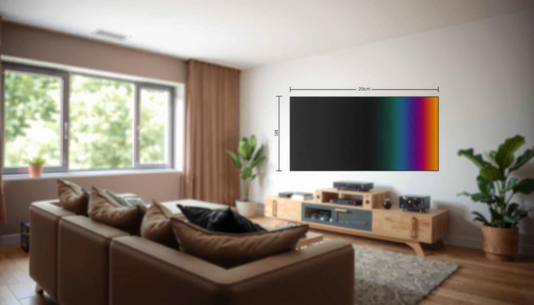 Illustration showing TV size recommendations for viewing distance of 8 feet.