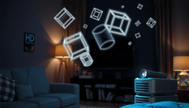 Diagram illustrating how a 3D projector works, showcasing the steps to create a 3D image.