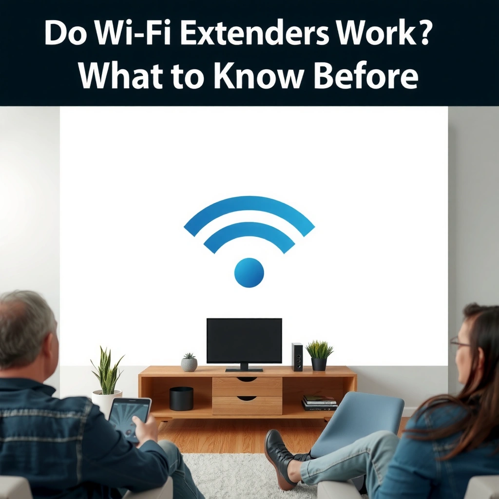 Diagram explaining how WiFi extenders amplify and extend wireless signals in a home network