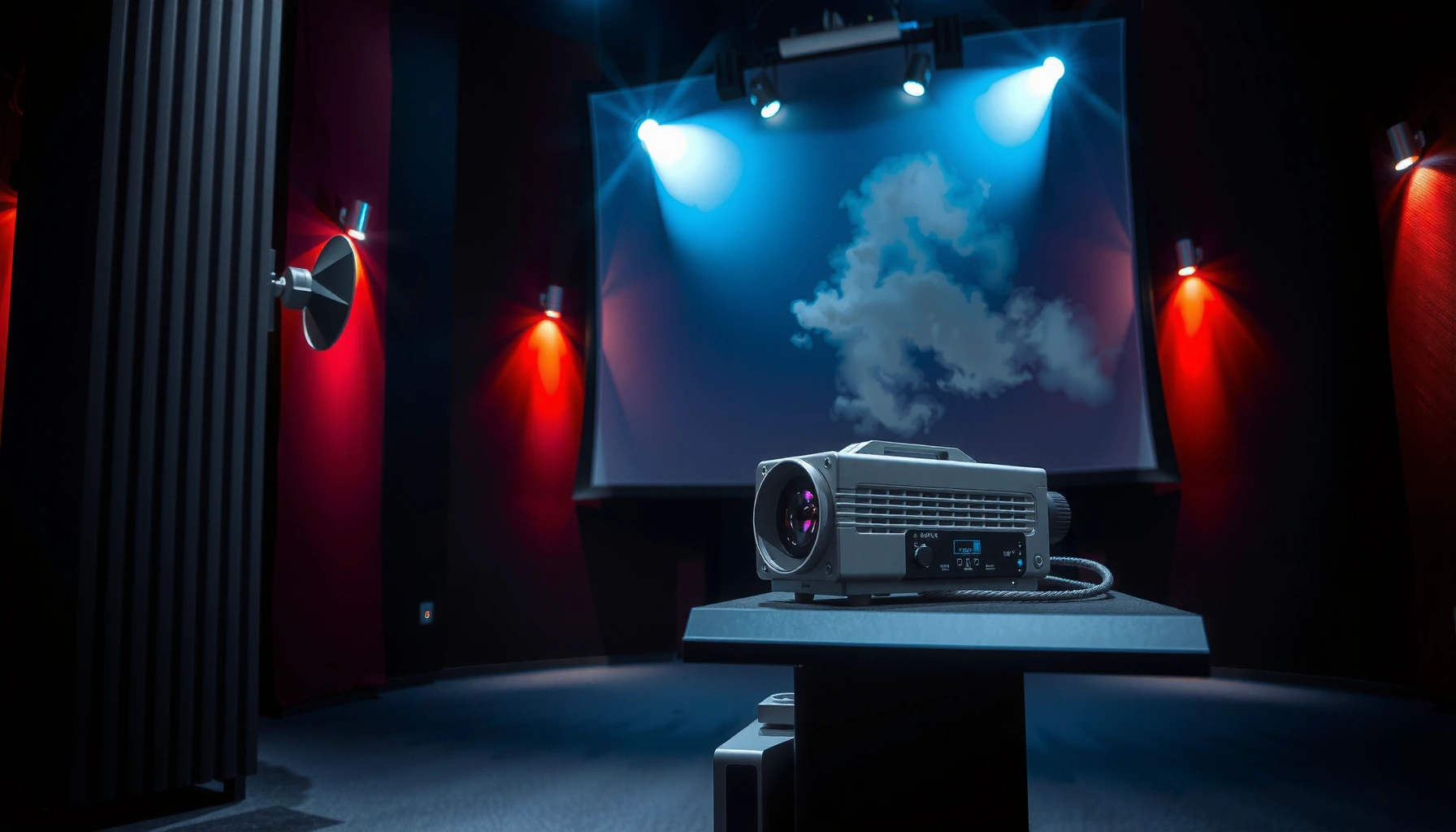 Diagram explaining how modern movie projectors work with key components and processes