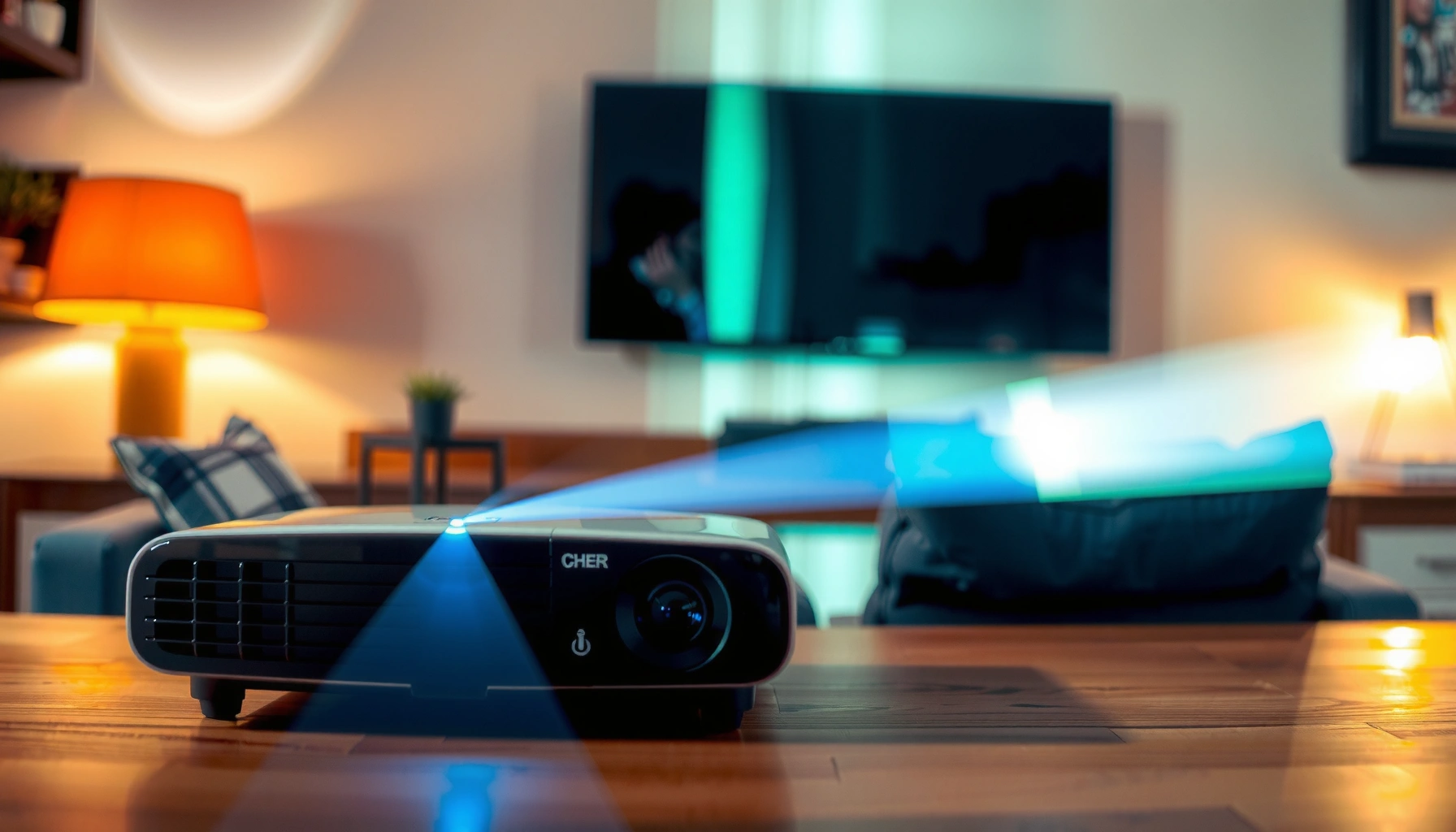 A portable projector demonstrating its components and how it works in a step-by-step guide.