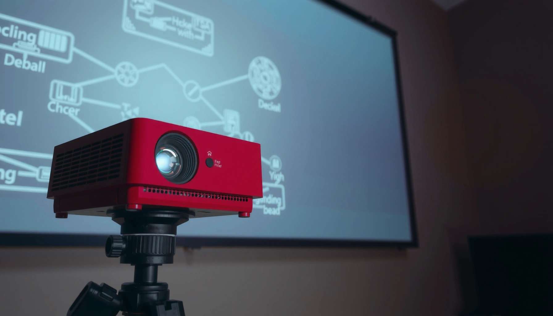 Illustration explaining how projectors work with step-by-step visuals and diagrams.
