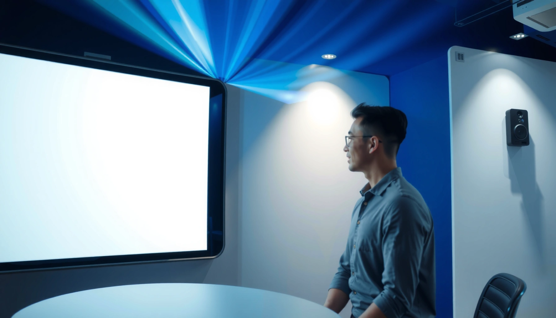 Diagram explaining how a smart board projector works with key components labeled.