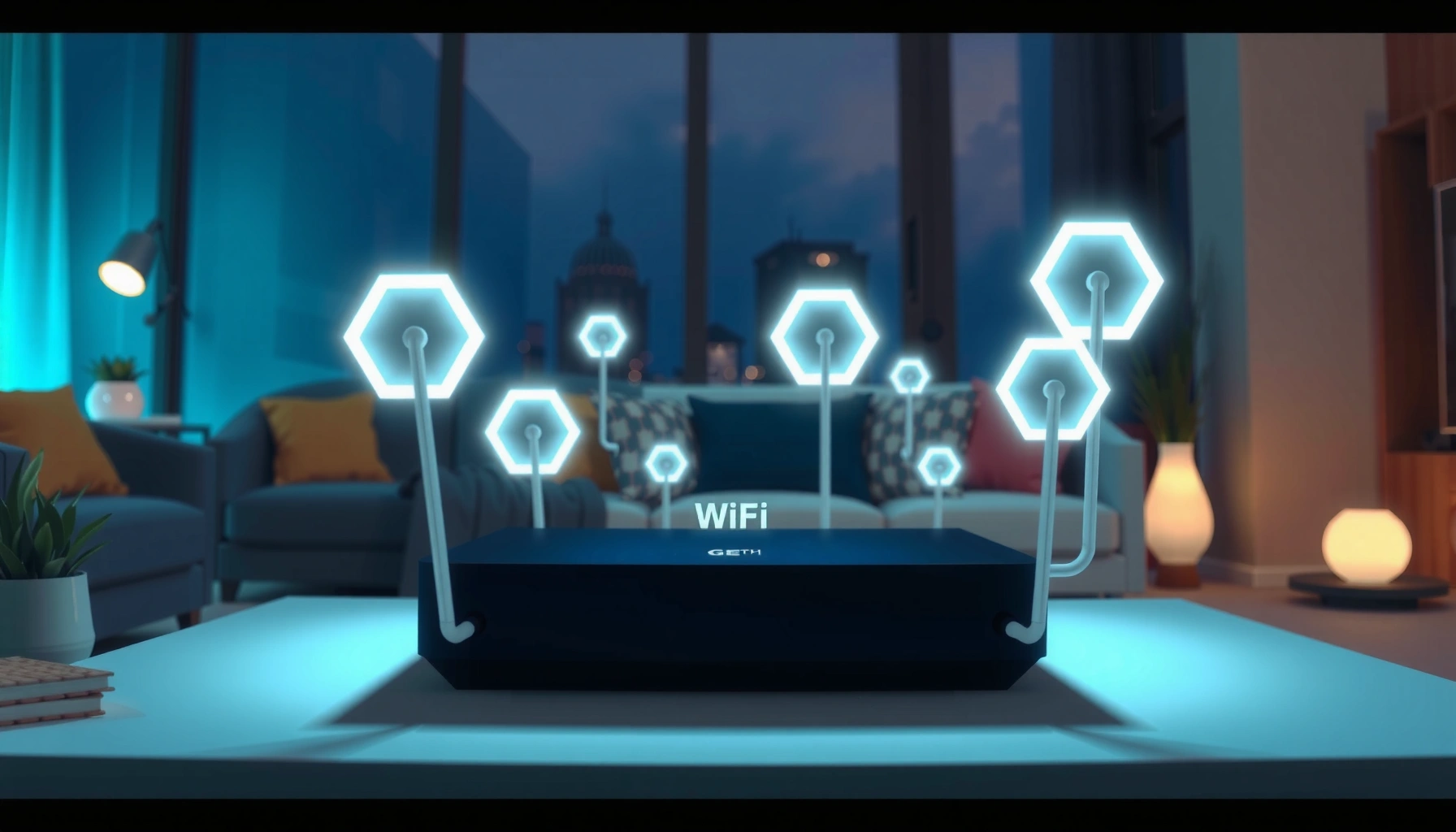 Illustration explaining WiFi 6E technology and its key benefits for users.