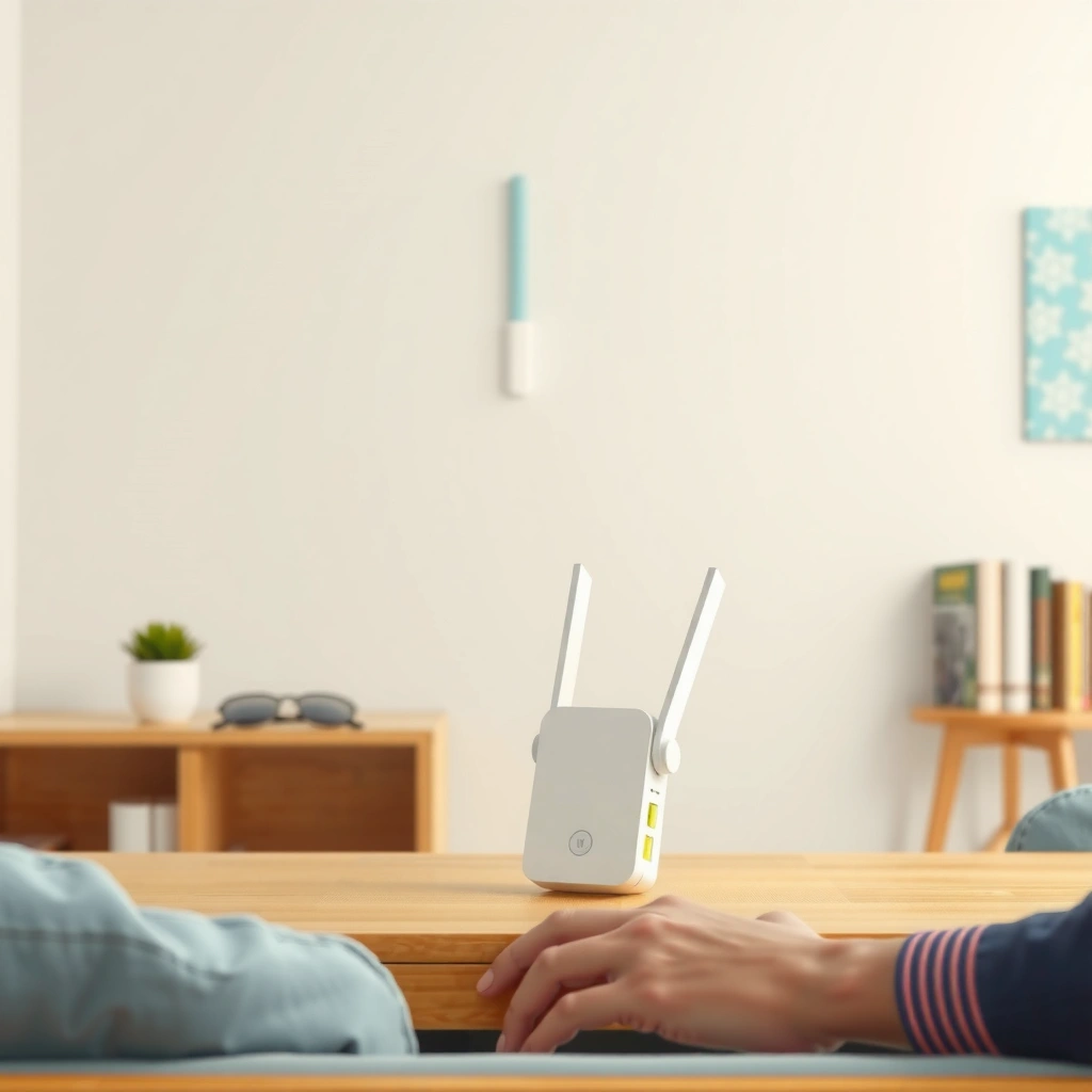 Illustration showing how a WiFi extender boosts wireless coverage in a home network.