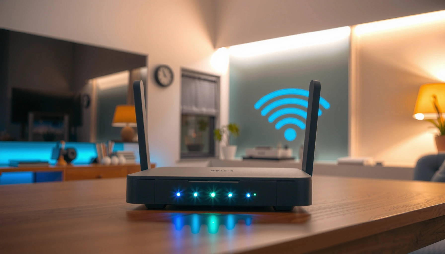 Illustration of a WiFi gateway showcasing its key functions and features.