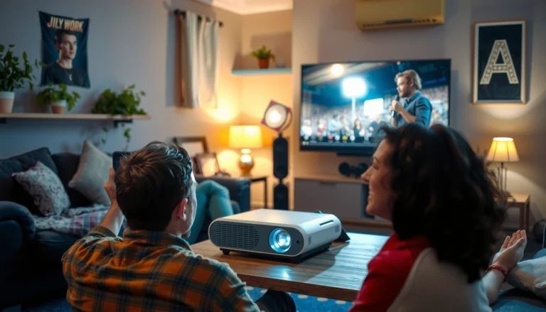 Step-by-step guide on using a projector to watch movies at home.