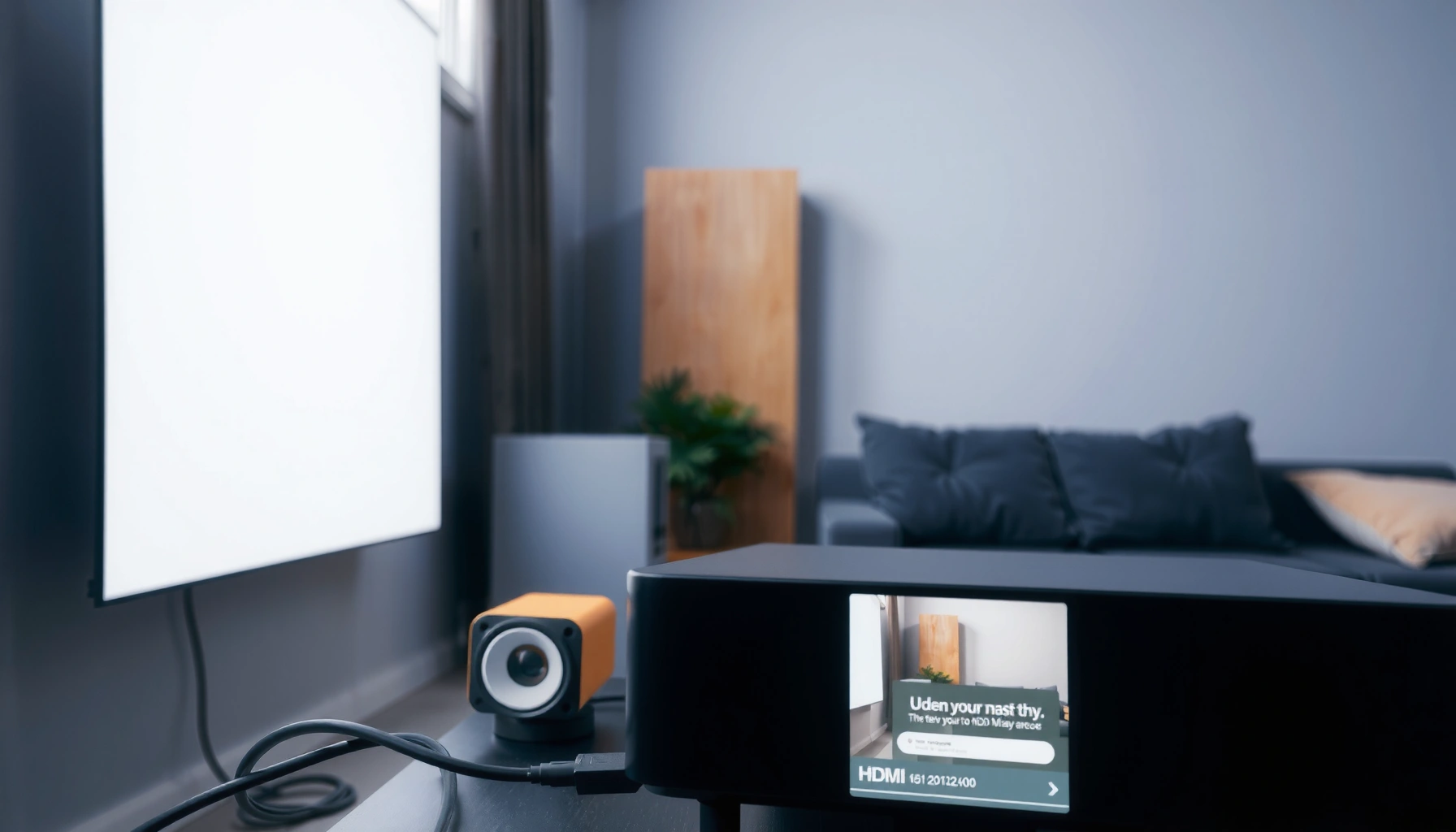 A laptop connected to a projector, demonstrating how to use a projector with a laptop step-by-step.