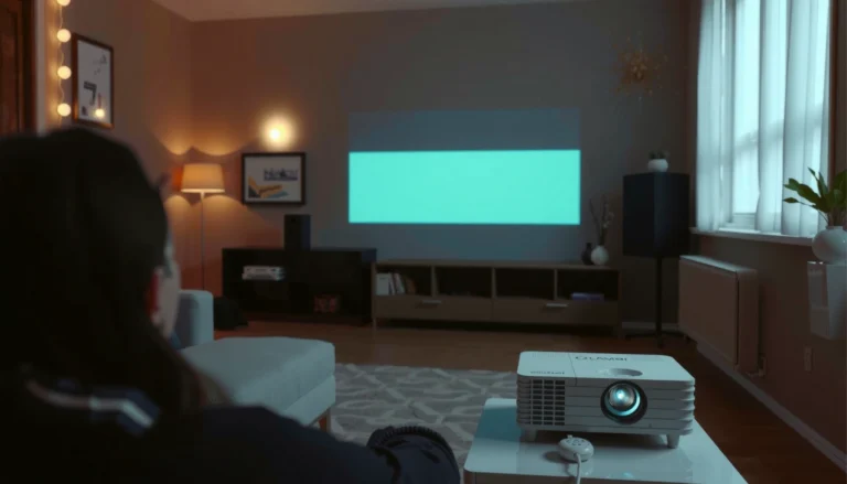 A projector set up in a bright room, illustrating the use of projectors in various lighting conditions.