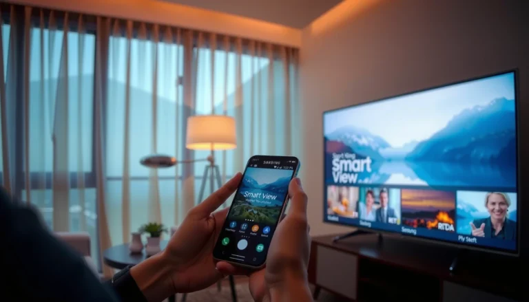 Step-by-step guide on using Smart View feature on Samsung TV for screen mirroring.