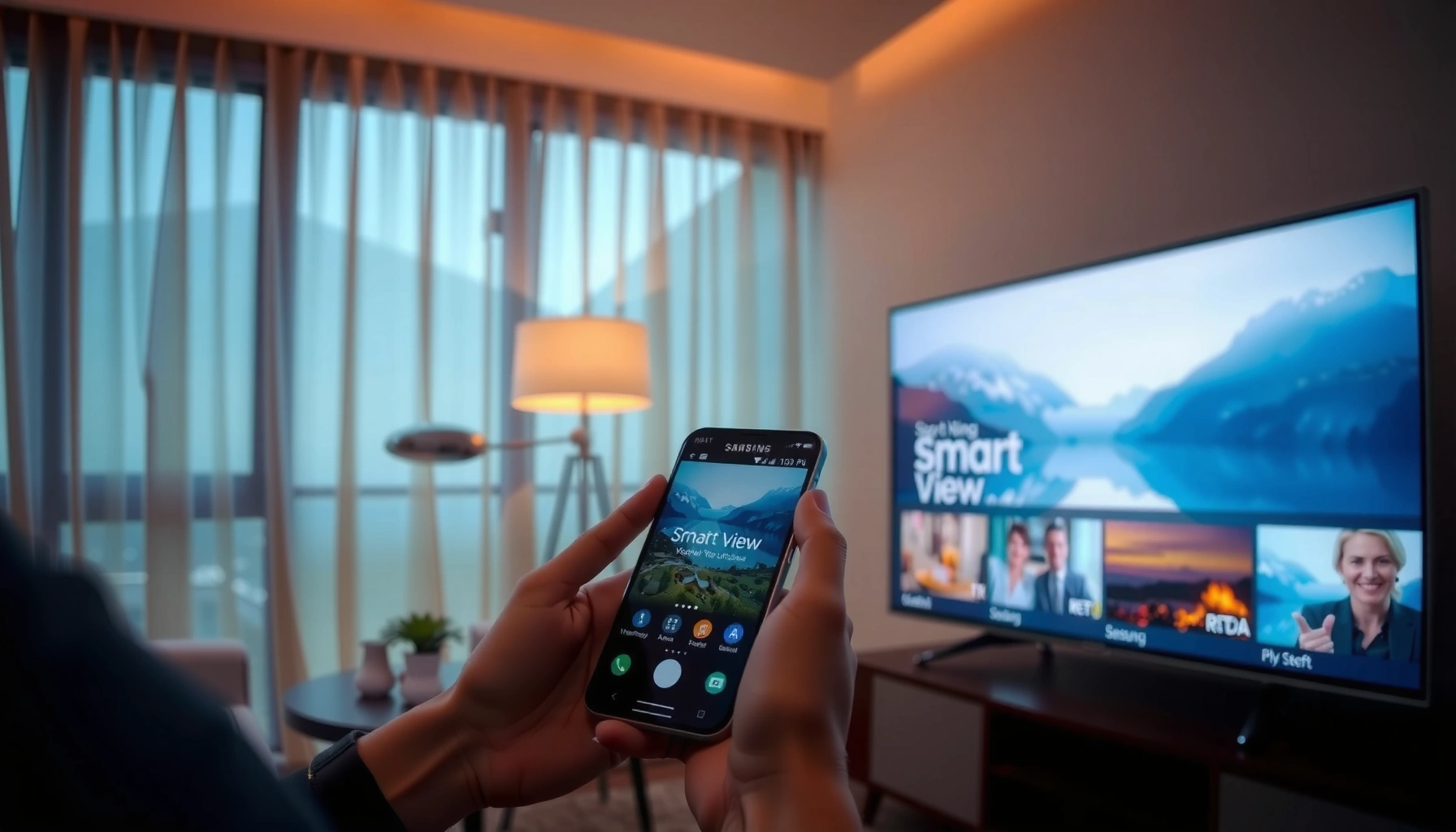 Step-by-step guide on using Smart View feature on Samsung TV for screen mirroring.